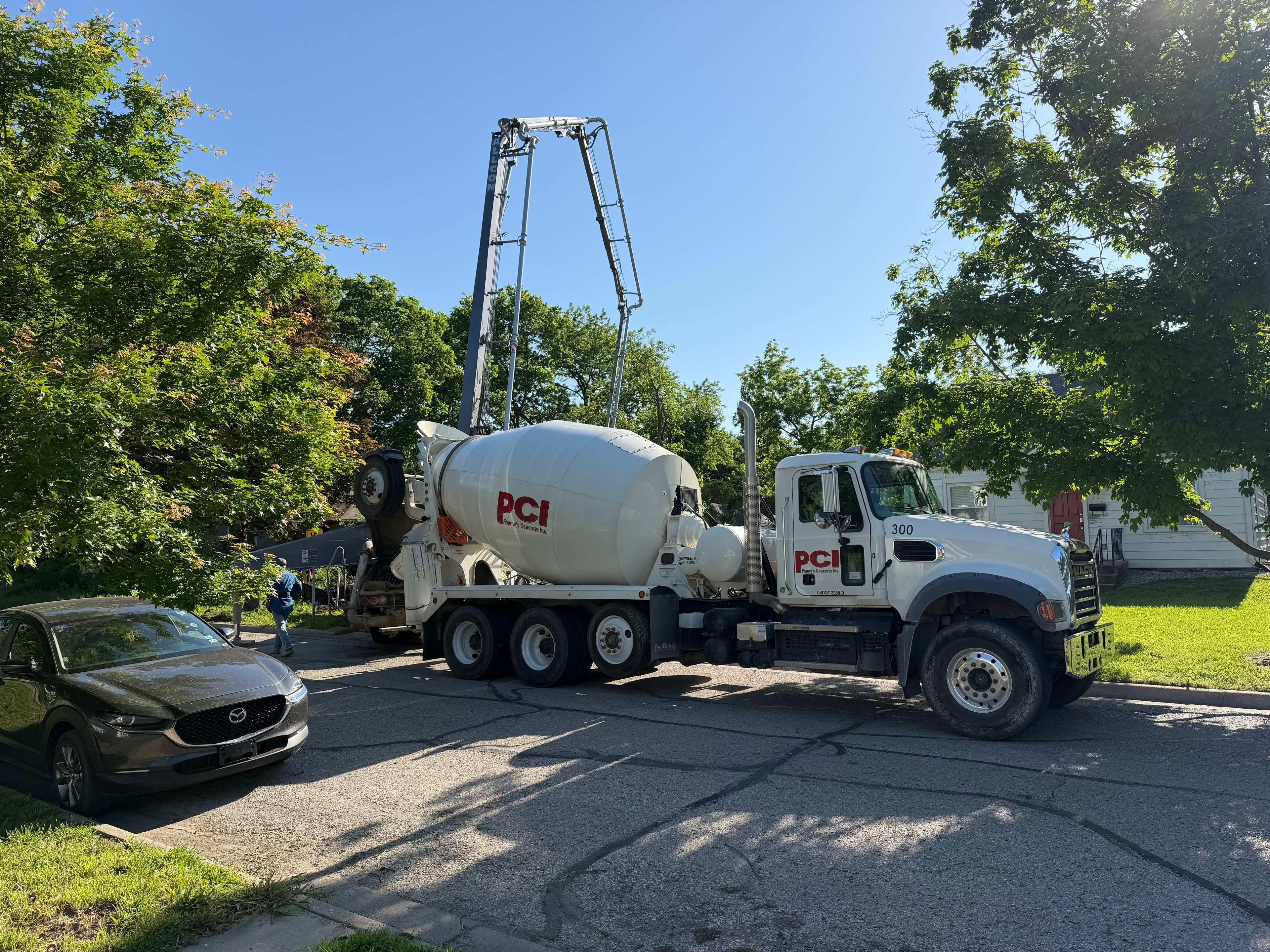 PCI concrete mixer truck on site for the foundation pour